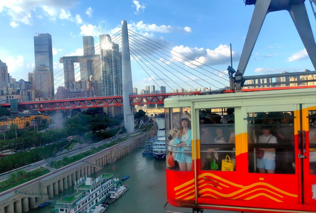 Close-up view of the Yangtze River Cableway