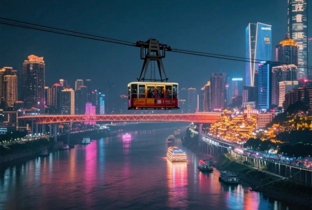 Yangtze River Cableway at Night