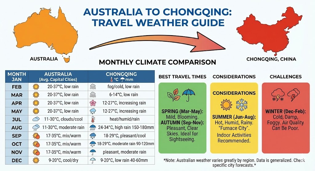 Australia to Chongqing Travel Weather Guide