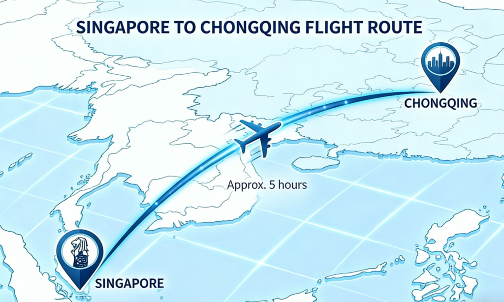 Singapore to Chongqing Flight Route