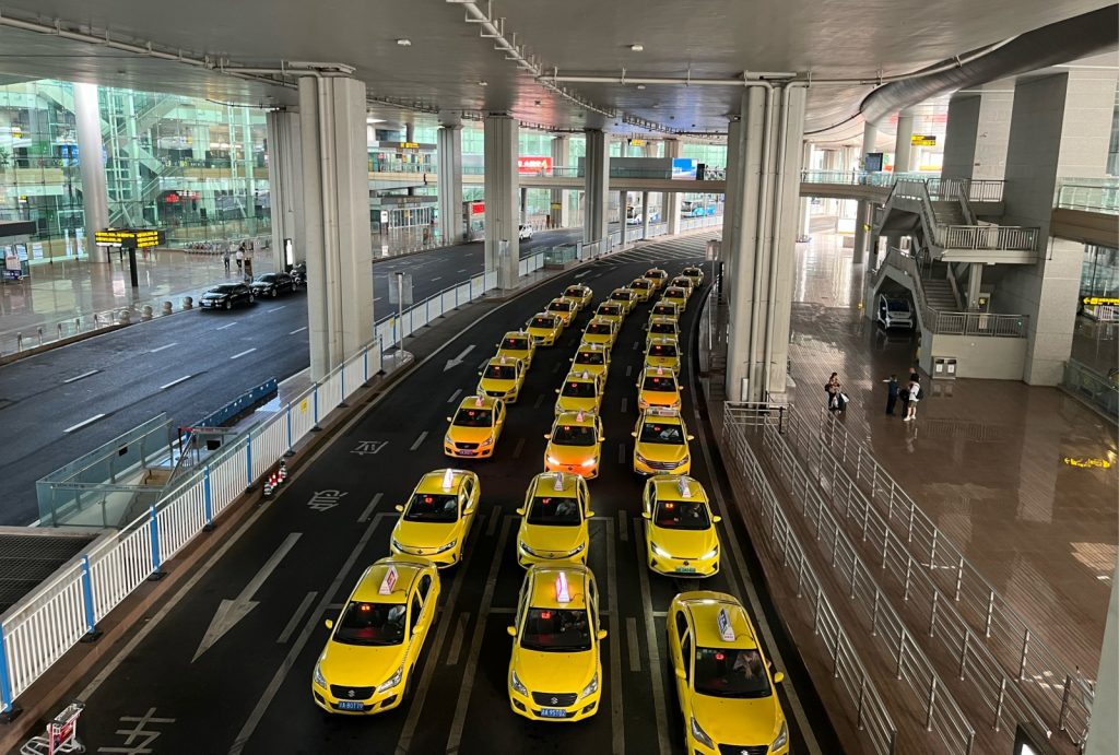 Taxi outside Chongqing Jiangbei Airport