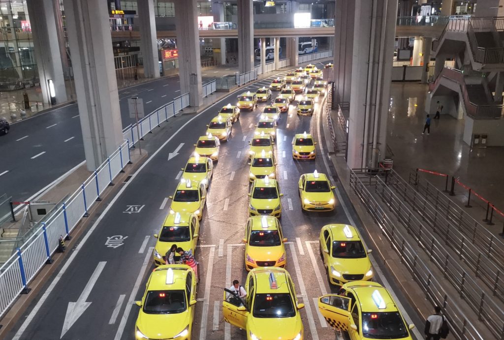 Taxis outside Chongqing Jiangbei Airport