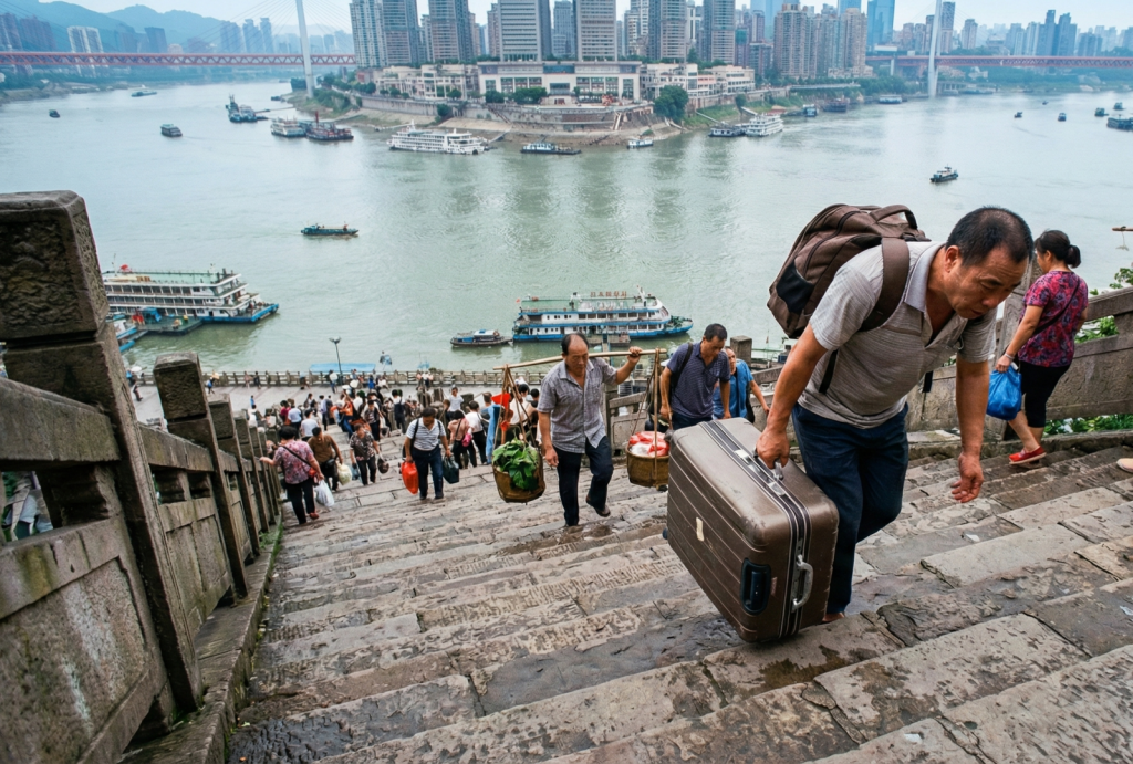 The long and steep stone steps of Chaotianmen Port