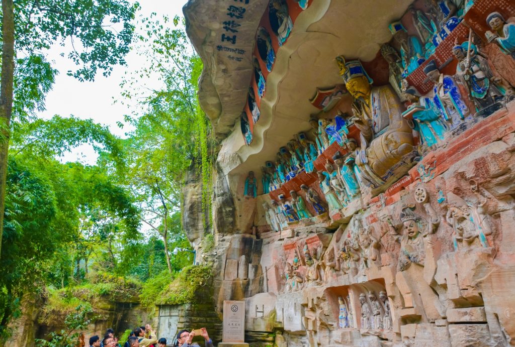 Tourists at Dazu Rock Carvings