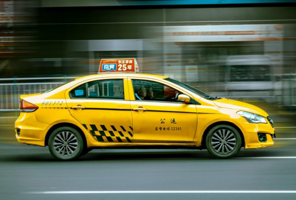 Chongqing taxi driving on the road