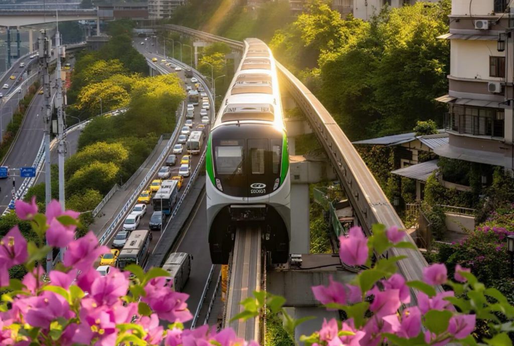Light Rail Line 2 heading to Liziba Station