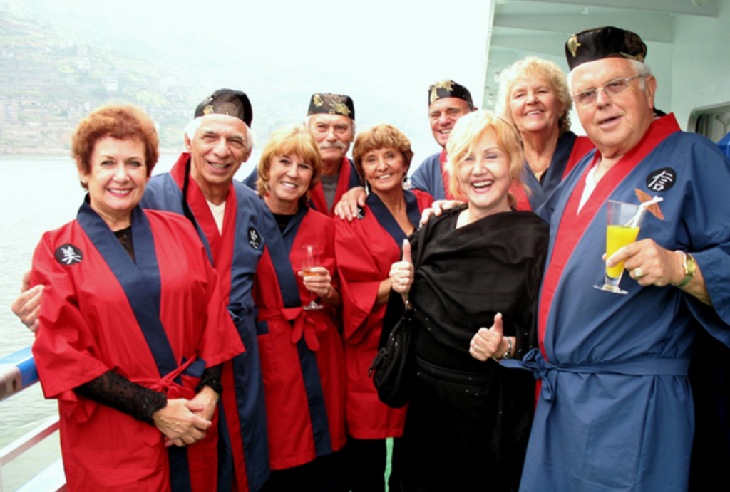 Making new friends from all over world on Captain's party