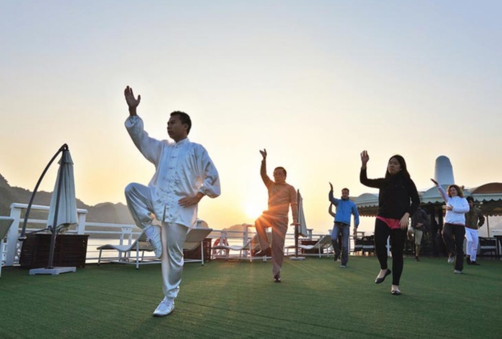 Morning Taichi on the sun desk