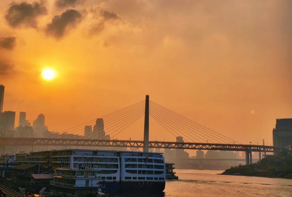 Sunset view at Chaotianmen square
